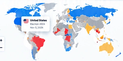 Illustrative world election coverage map